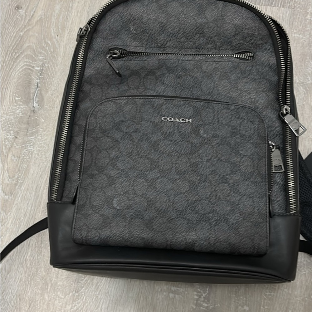 Coach Men's Charcoal and Black Backpack